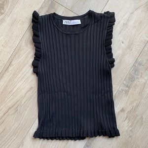 Black Zara Tank - Ruffle Detail (M) 🖤
